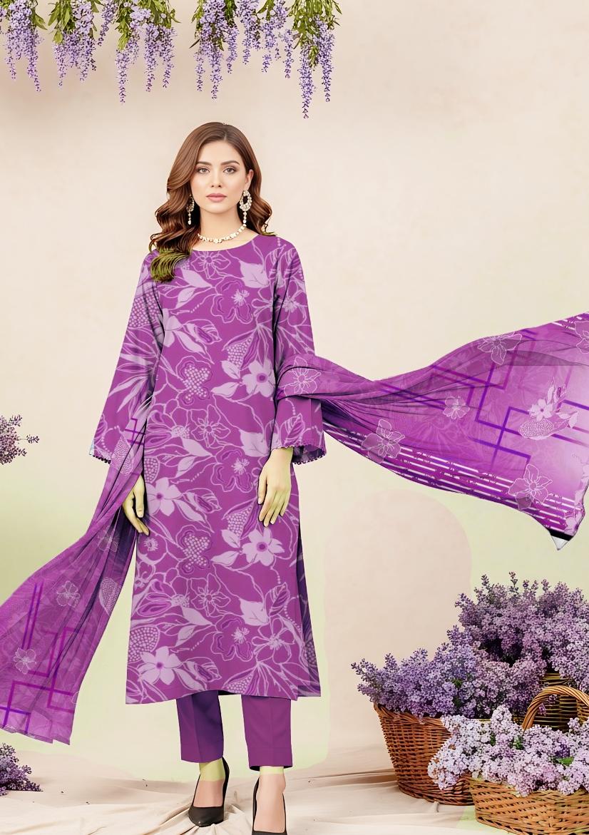 Bin Saeed Premium Digital Printed Lawn 3-Piece Suit 🌸 | Chinda Arts
