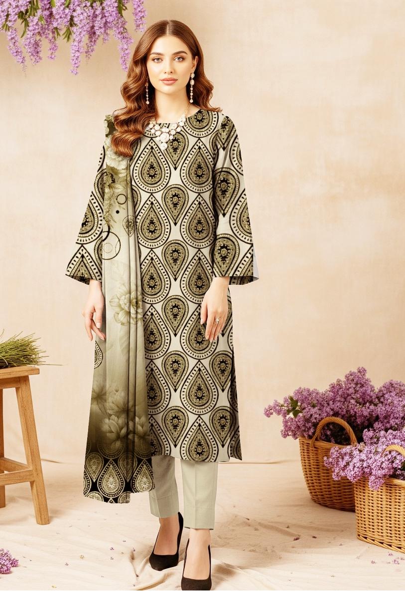 Bin Saeed Premium Digital Printed Lawn 3-Piece Suit 🌸 | Chinda Arts